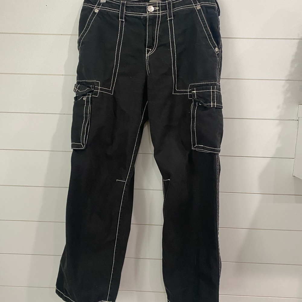 True Religion Black Jeans with White Stitching